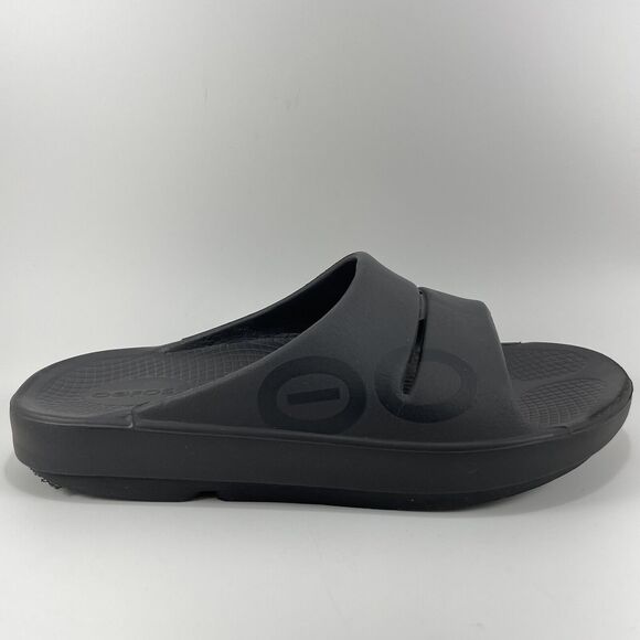 Oofos Ooahh Sport Slide Sandals Mens Size 8 Black Comfort Recovery, Womens 10 - Picture 1 of 9
